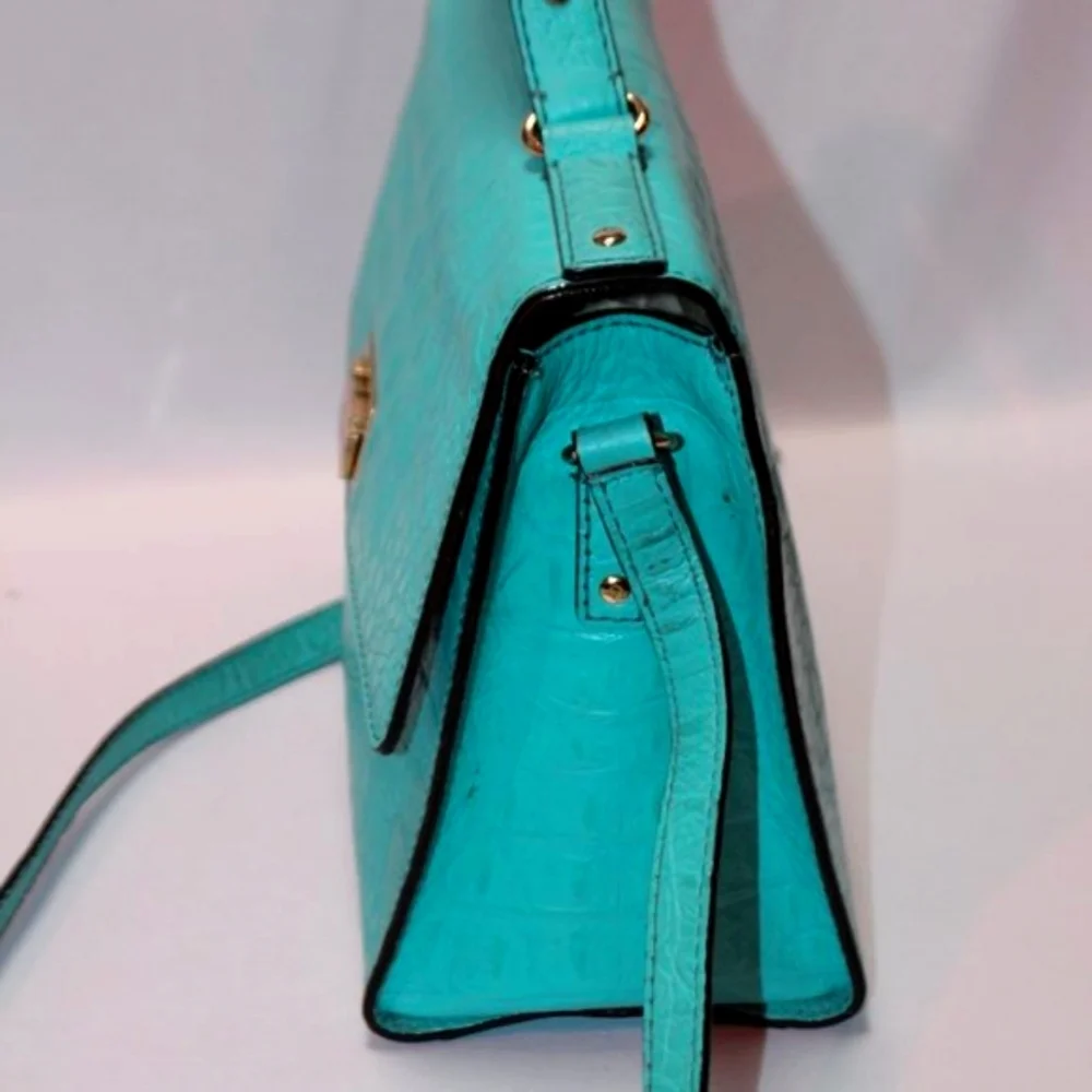 Kate Spade New York Turquoise Crocodile Print Leather Shoulder Bag
